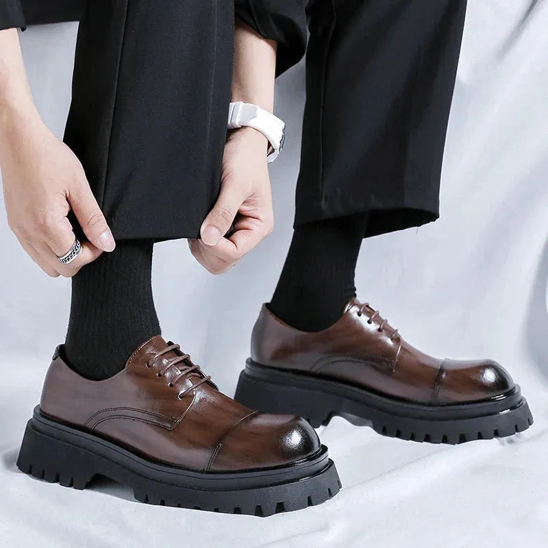 Amozae- Gusan Two-Tone Chunky Derby Shoes