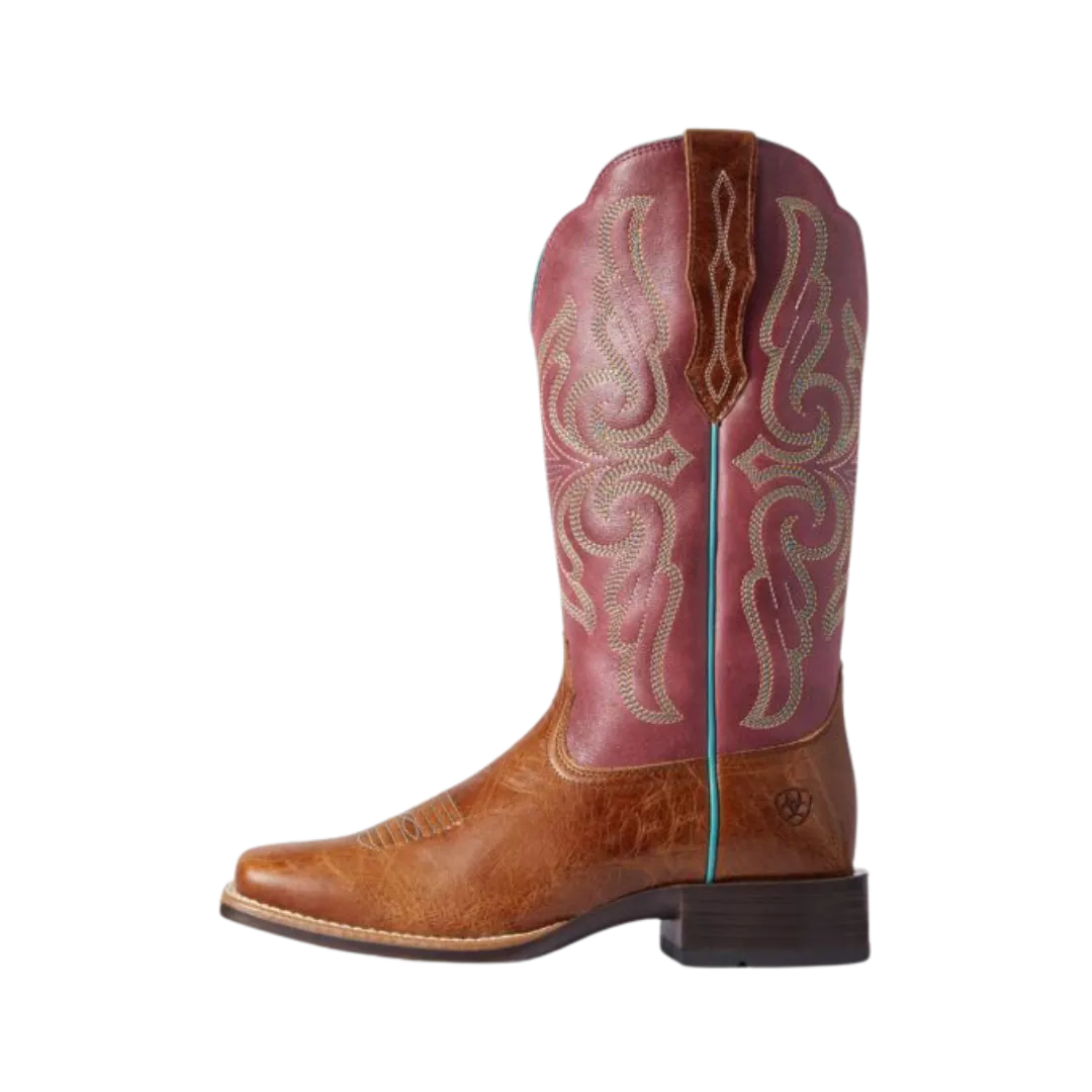 Ariat Women's Primera Dark Tan & Pomegranate StretchFit Boots